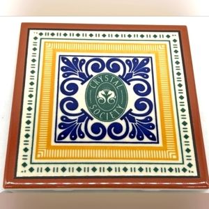 Antique ” Square Besheer WallArt Tile Crystal Society Handpainted Heat Resistant